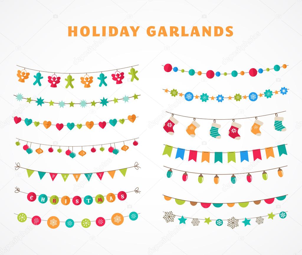 Garland - patterns, brushes, borders for Christmas and party