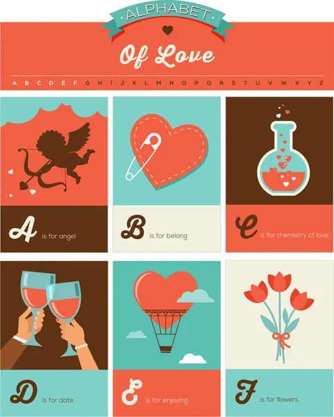 Saint Valentin ABC, affiche alphabet — Image vectorielle