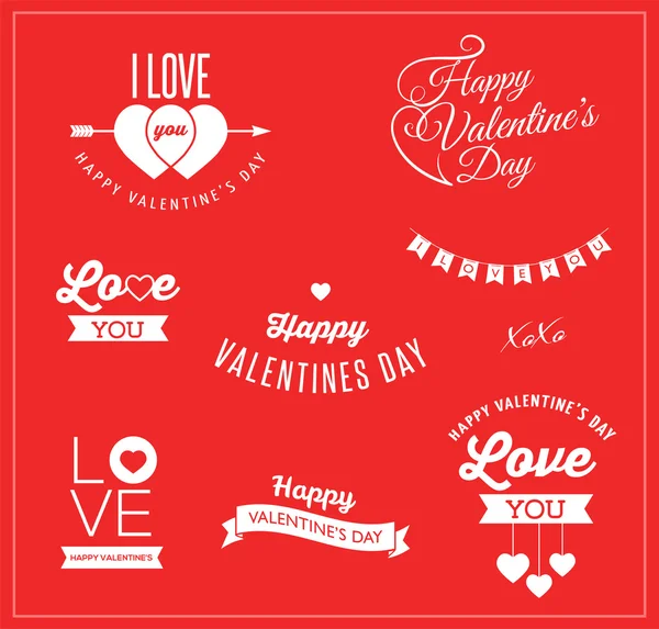 День Святого Валентина іконки, написи та елементи — стоковий вектор