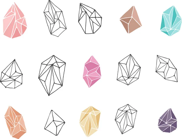 Krystaly - ručně tažené prvky — Stockový vektor