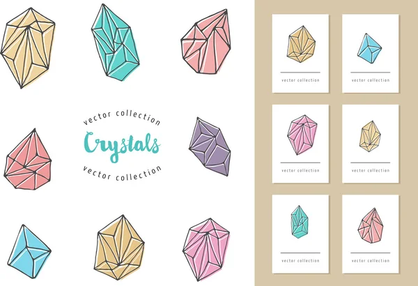 Krystaly - ručně tažené prvky — Stockový vektor