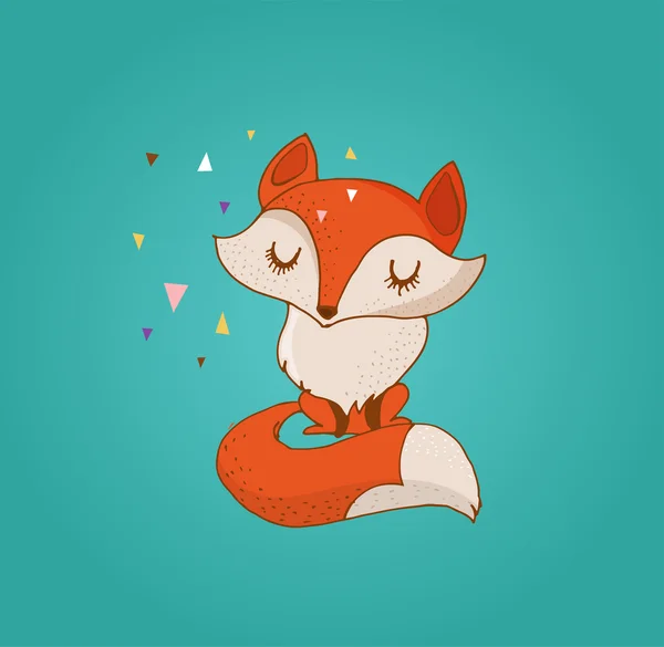 Fox, jolie illustration et carte de vœux — Image vectorielle