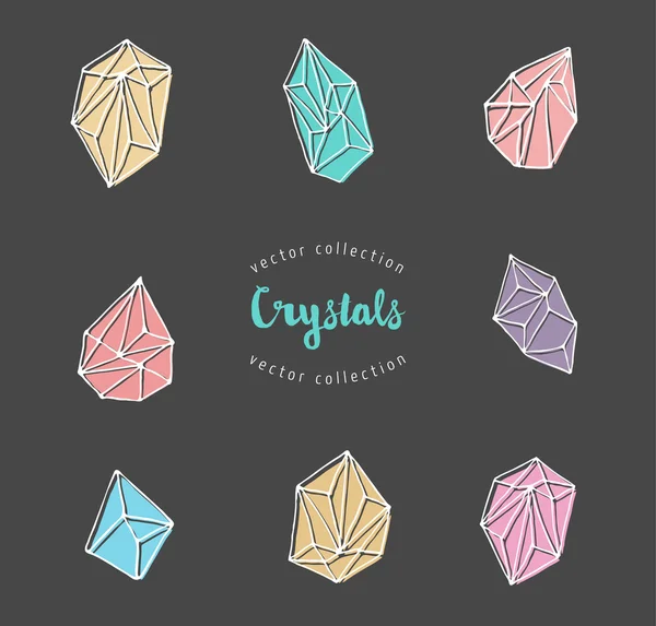 Crystals - hand drawn elements — Stock Vector