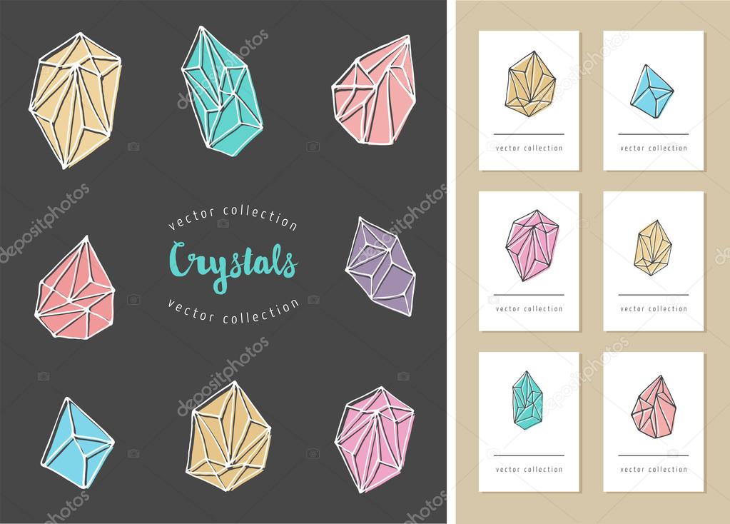 Crystals - hand drawn elements