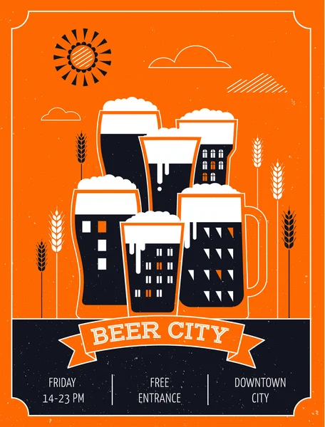 도시, 이벤트 포스터에서에서 맥주 축제 — 스톡 벡터