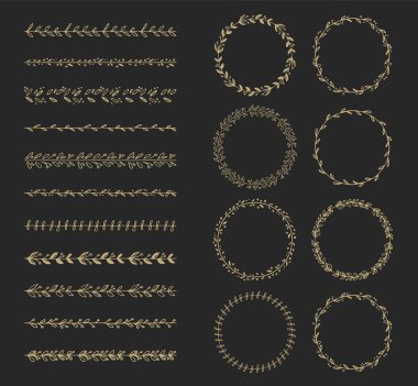 vektör fırça ve defne çelengi set