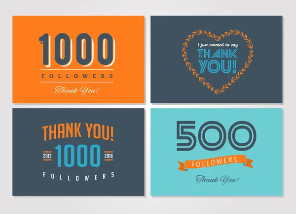 Thank you followers, badges, stickers and labels — Stock Vector