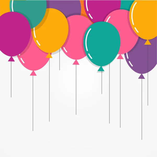 Joyeux anniversaire coloré avec ballons, affiche, carte de voeux — Image vectorielle