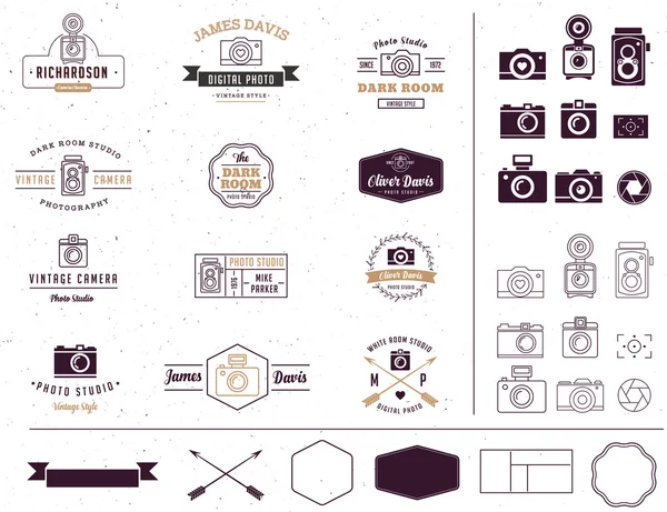 Fotograaf en foto studio teken, element, pictogram, signatute — Stockvector