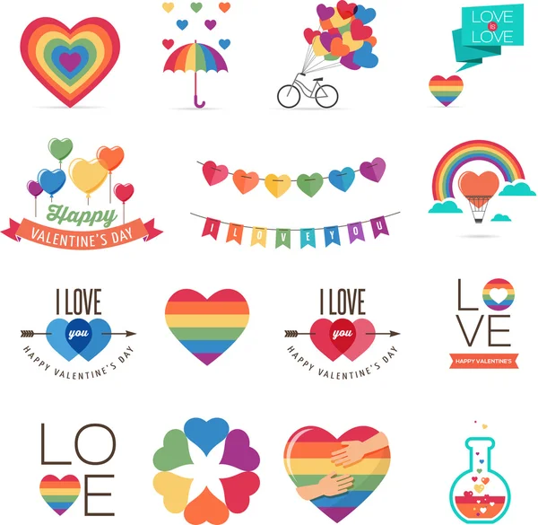 Gay Valentines den ikony — Stockový vektor