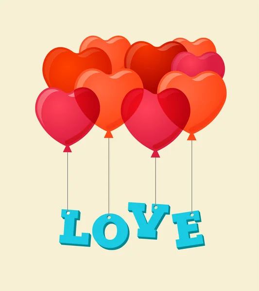 Luftballons Party Happy Birthday und Valentinstag Karte — Stockvektor