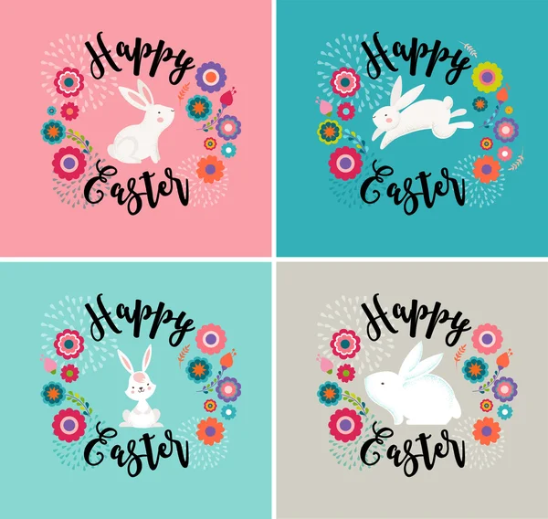 Easter design with cute banny greeting cards, invitations — Stock Vector