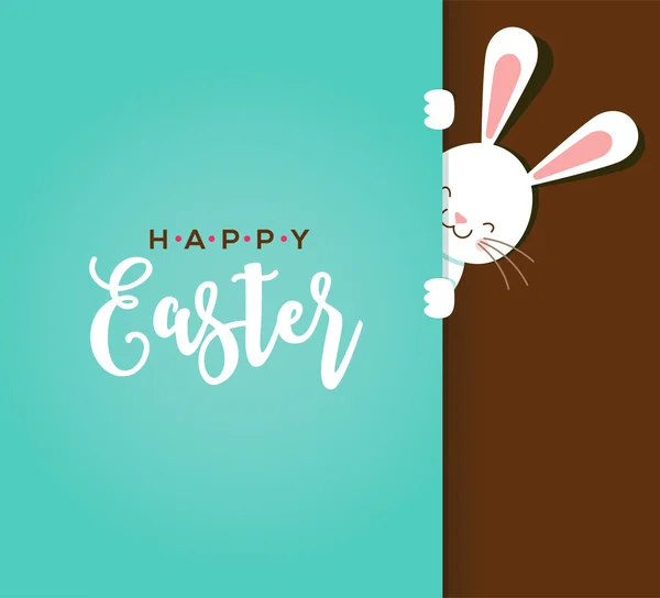 Renkli Paskalya tebrik kartı Tavşan, tavşan, yumurta ve pankartlarla