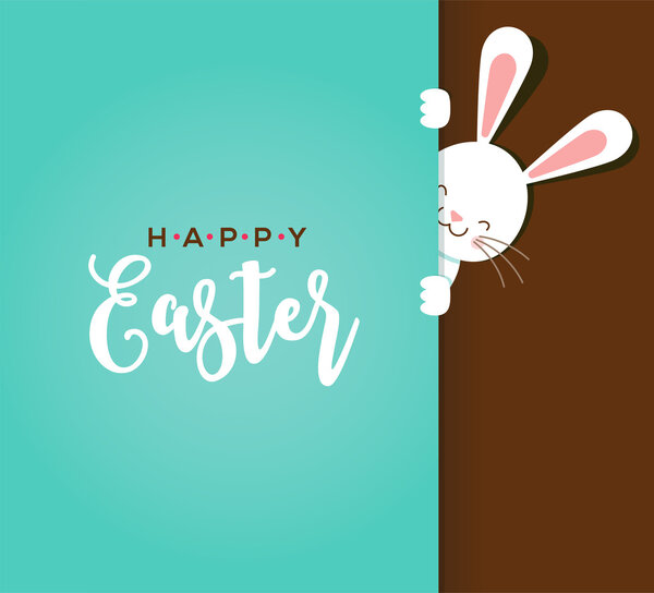 Красочная поздравительная открытка с кроликом, кроликом, яйцами и баннерами