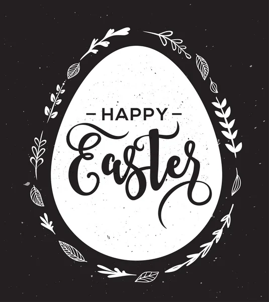 Boldog húsvéti üdvözlőlap felirat és egg — Stock Vector