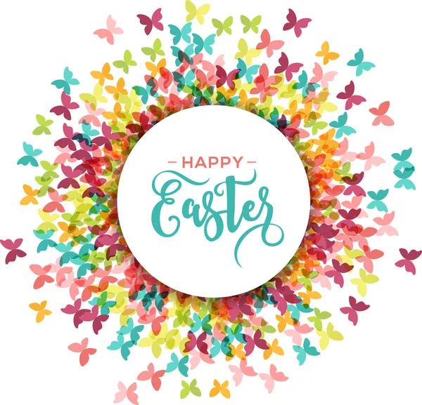 Carte de vœux colorée de Pâques et du printemps, affiche avec des papillons — Image vectorielle