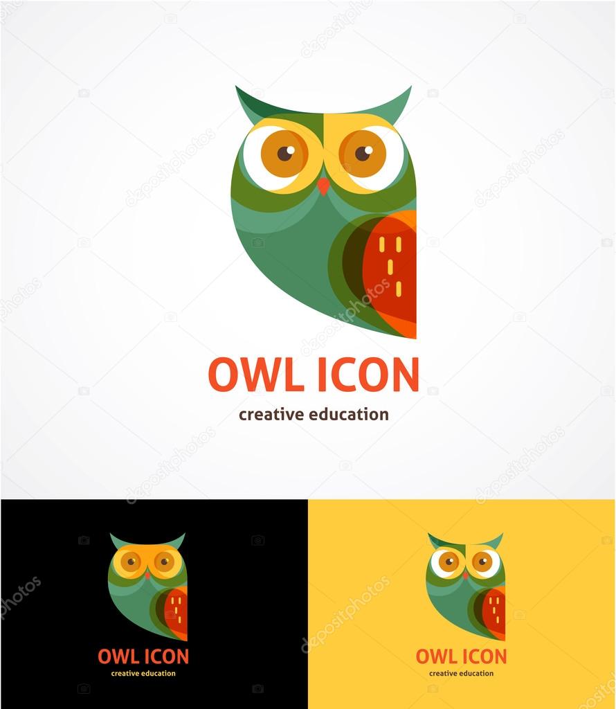 Owl, colorful icon and symbol
