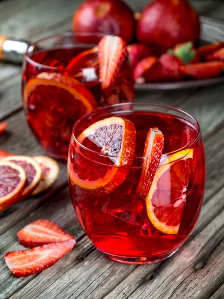 Blood orange strawberry rum punch — Stock Photo, Image