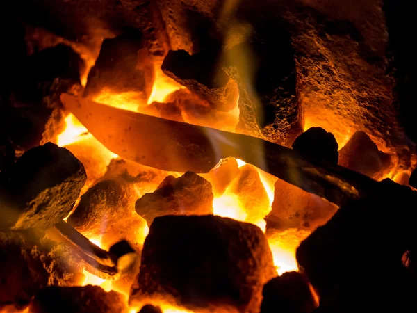 Blazing furnace at the blacksmith's — Stock Photo, Image