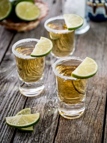 Tequila tiros con borde de sal —  Fotos de Stock