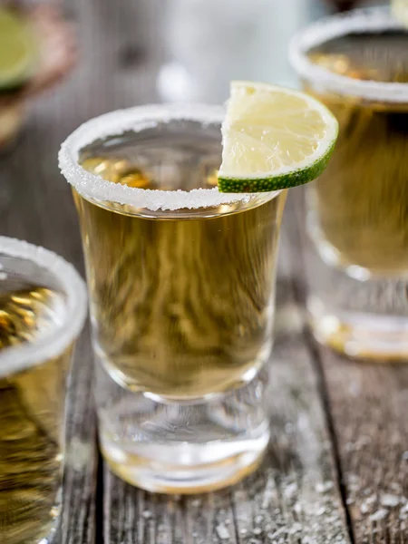 Tequila shots with salt rim — Stock Photo, Image