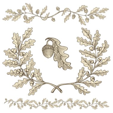 Oak wreath and dividers clipart