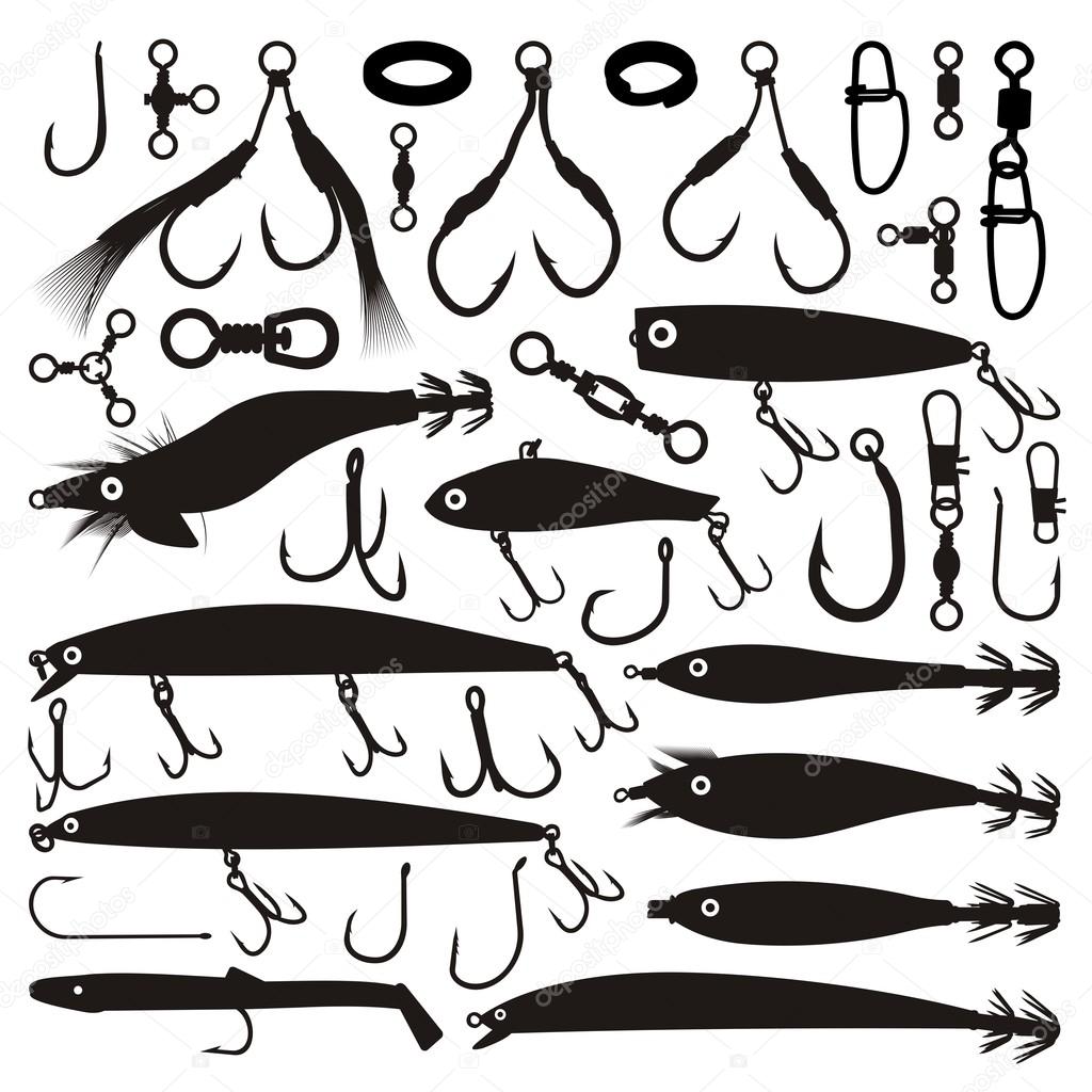 Fishing lure silhouettes Stock Vector by ©fractal 70076411