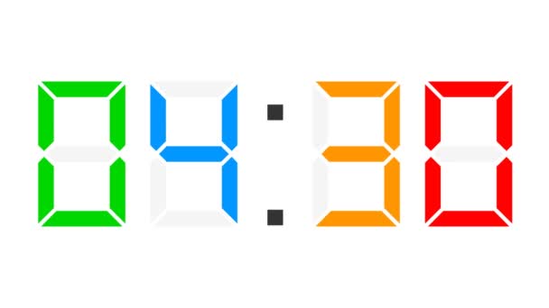 Cyfrowy zegar pełne 24h poklatkowy - kolorowe — Wideo stockowe