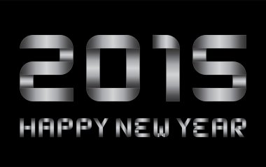 mutlu yeni yıl 2015 - dikdörtgen metal harflerle bükülmüş