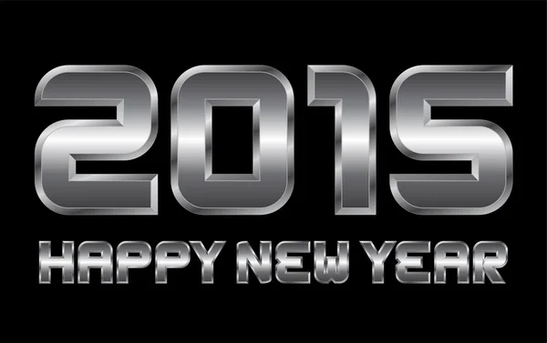 新年あけましておめでとうございます 2015 - 長方形斜めに金属文字 — ストックベクタ