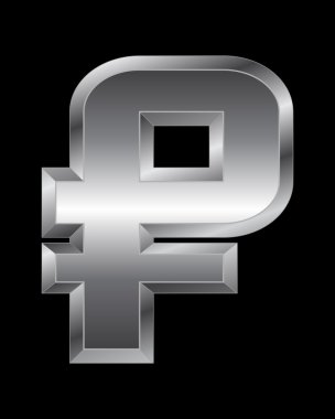 dikdörtgen eğimli metal yazı - Rublesi para birimi simgesi