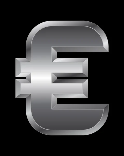 Rechthoekige schuine metalen lettertype - valutasymbool euro — Stockvector