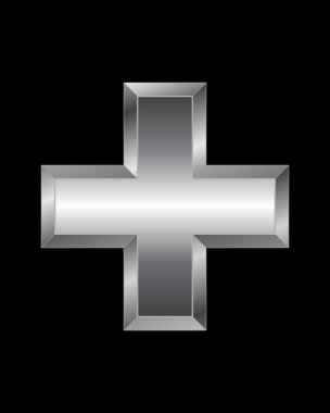 Dikdörtgen eğimli metal yazı tipi - artı işareti