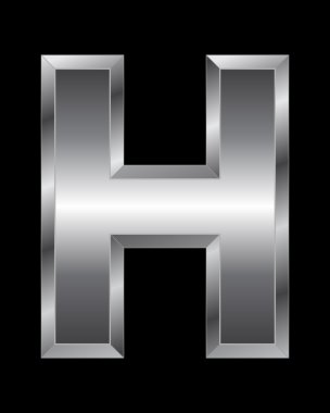 dikdörtgen eğimli metal yazı - H harfi