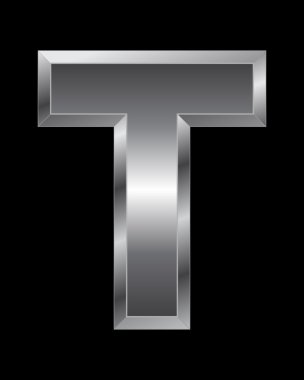dikdörtgen eğimli metal yazı - T harfi