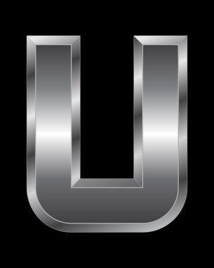 rectangular beveled metal font - letter U clipart