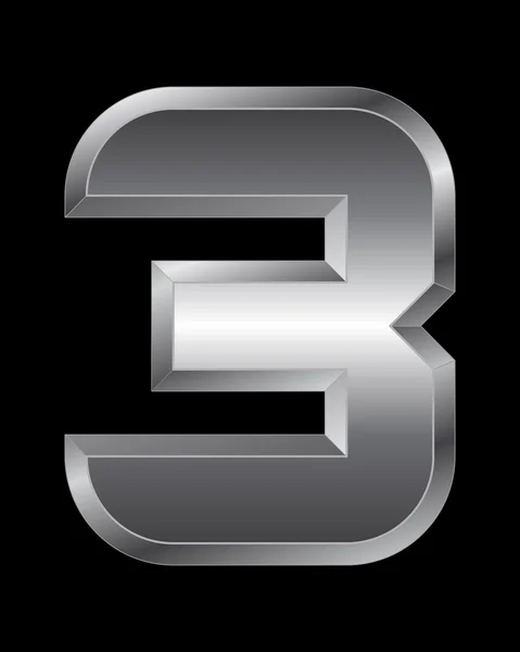 Rechthoekige schuine metalen lettertype - nummer 3 — Stockvector