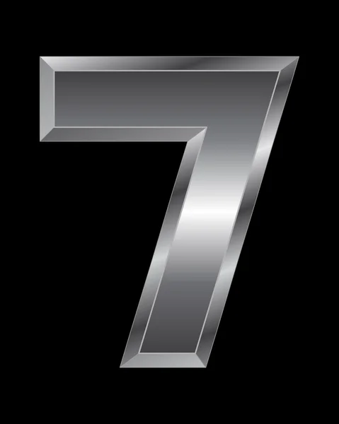 Rechthoekige schuine metalen lettertype - nummer 7 — Stockvector