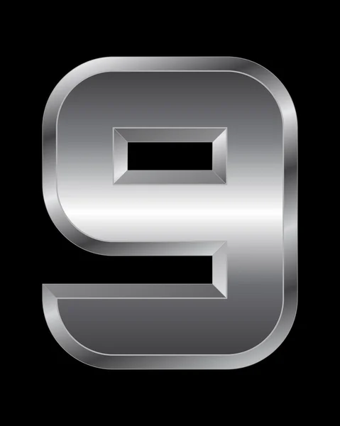 직사각형 경사진된 금속 글꼴-번호 9 — 스톡 벡터
