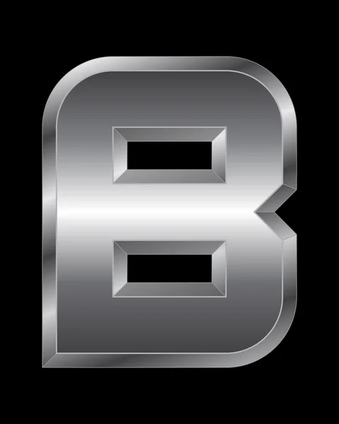 Rectangular beveled metal font - letter B — Stock Vector