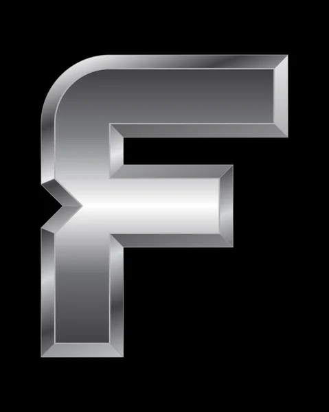 Rectangular beveled metal font - letter F — Stock Vector
