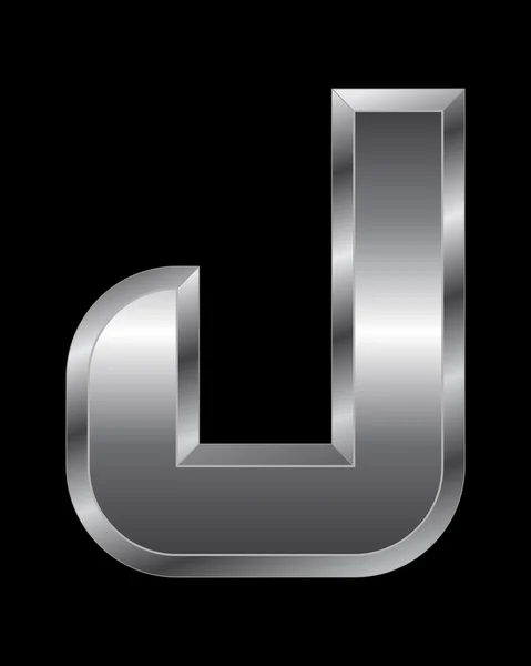 Rectangular beveled metal font - letter J — Stock Vector