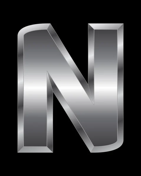 Obdélníkový zkosený kovů písmo - písmeno N — Stockový vektor