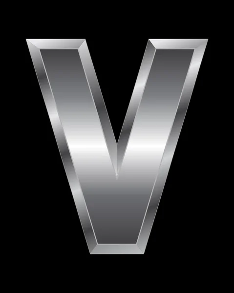 Police rectangulaire biseautée en métal - lettre V — Image vectorielle