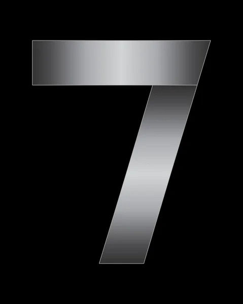 Rechthoekige gebogen metalen lettertype, nummer 7 — Stockvector