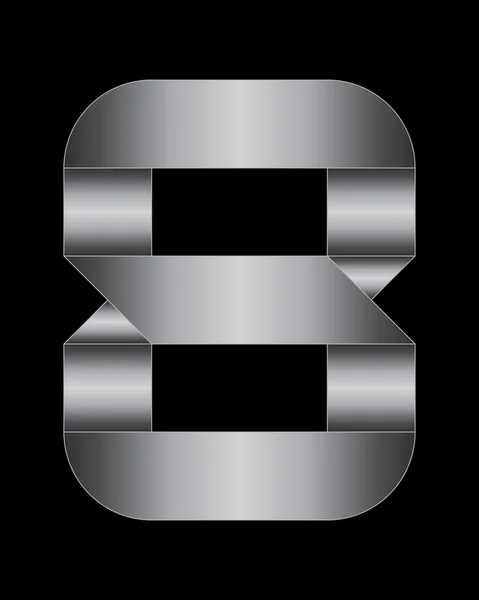 직사각형 구부러진된 금속 글꼴, 번호 8 — 스톡 벡터