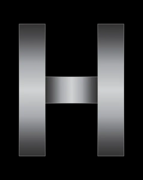 Rechthoekige gebogen metalen lettertype, letter H — Stockvector