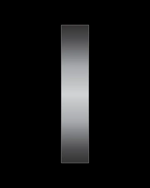 Прямоугольный изогнутый металлический шрифт, буква I — стоковый вектор