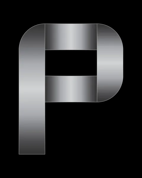 Rectangular bent metal font, letter P — Stock Vector