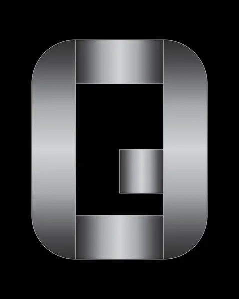 Téglalap hajlított fém font, a levél Q — Stock Vector